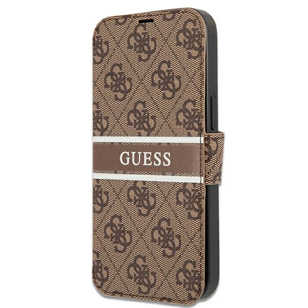 Guess GUBKP13L4GDBR iPhone 13 Pro / 13 6.1" brūns/brūns grāmatas tipa viedtālruņa apvalks 4G Stripe
