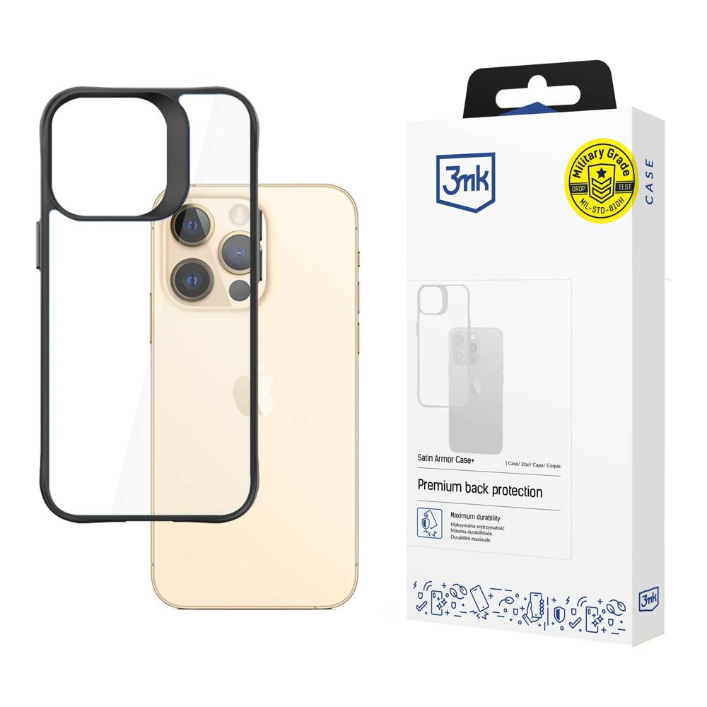 3mk Satin Armor viedtālruņa apvalks+ sērija iPhone 13 Pro - melns