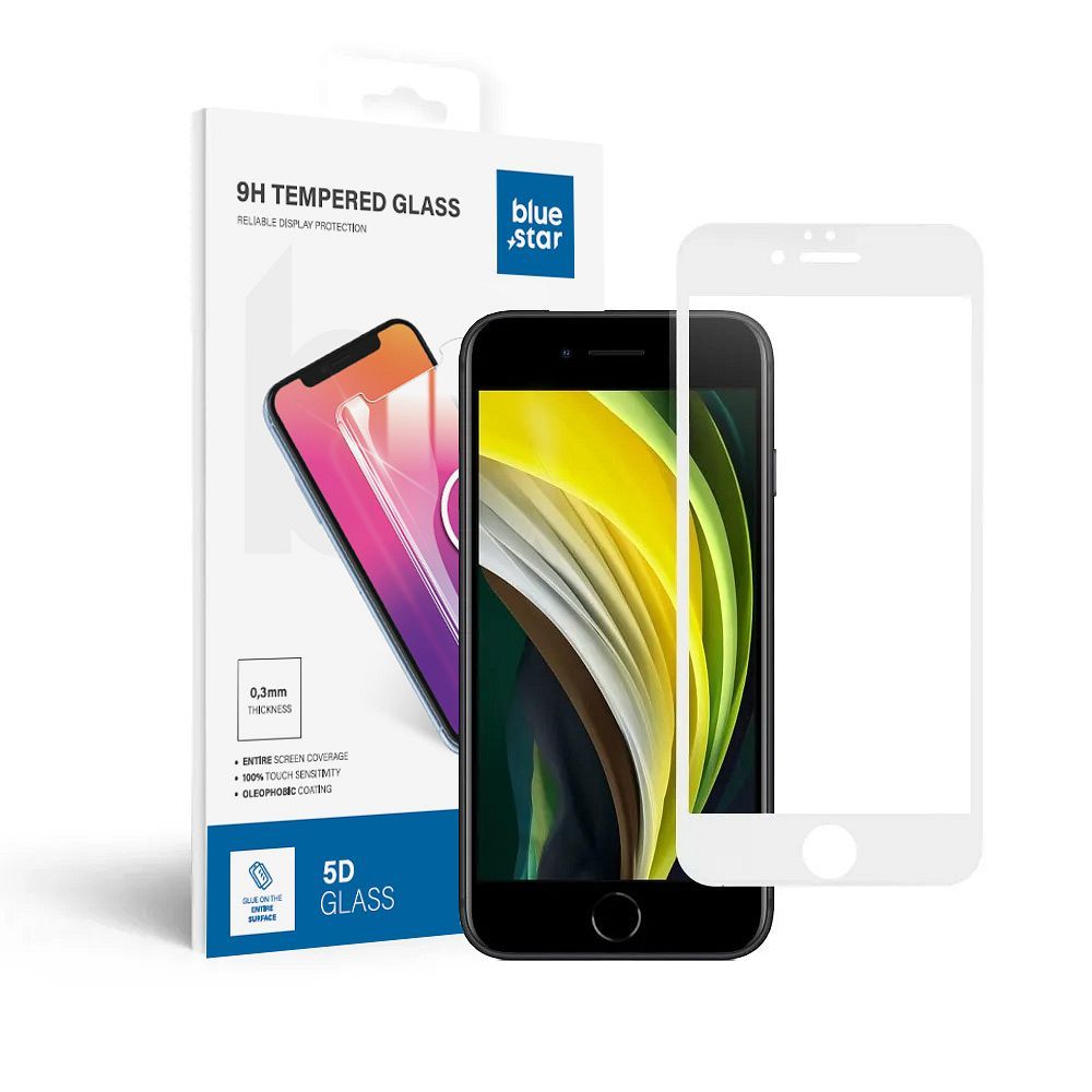 Aizsargstikls Blue Star - APP IPHONE 6 5D ar pilnu ekrānu pārklājumu - balts