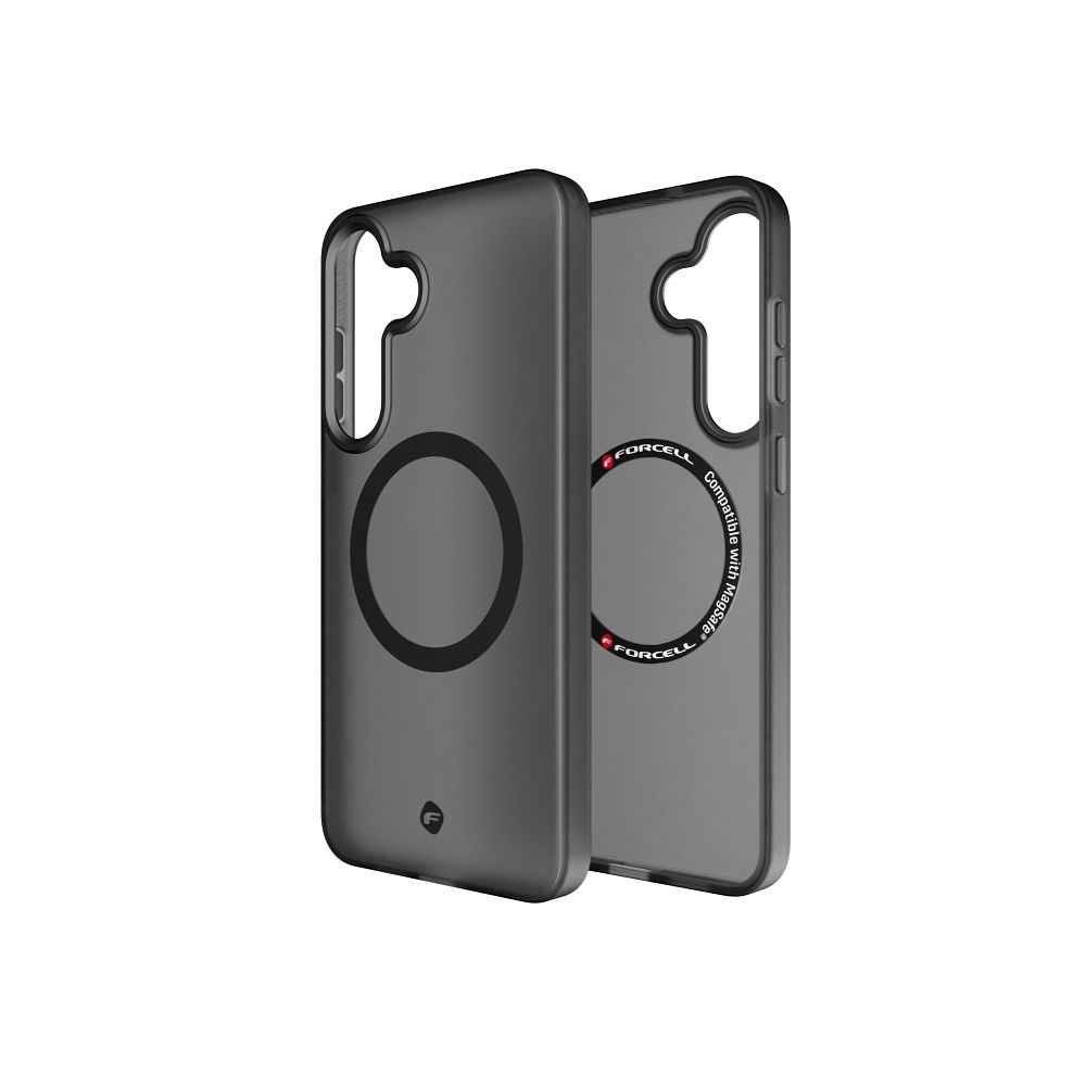 FORCELL F-PROTECT Leveli ar divu slāņu 4D tehnoloģiju, militārā nolaišanas pārbaude saderīgs ar MagSafe SAMSUNG S25 PLUS - dūmīgs melns