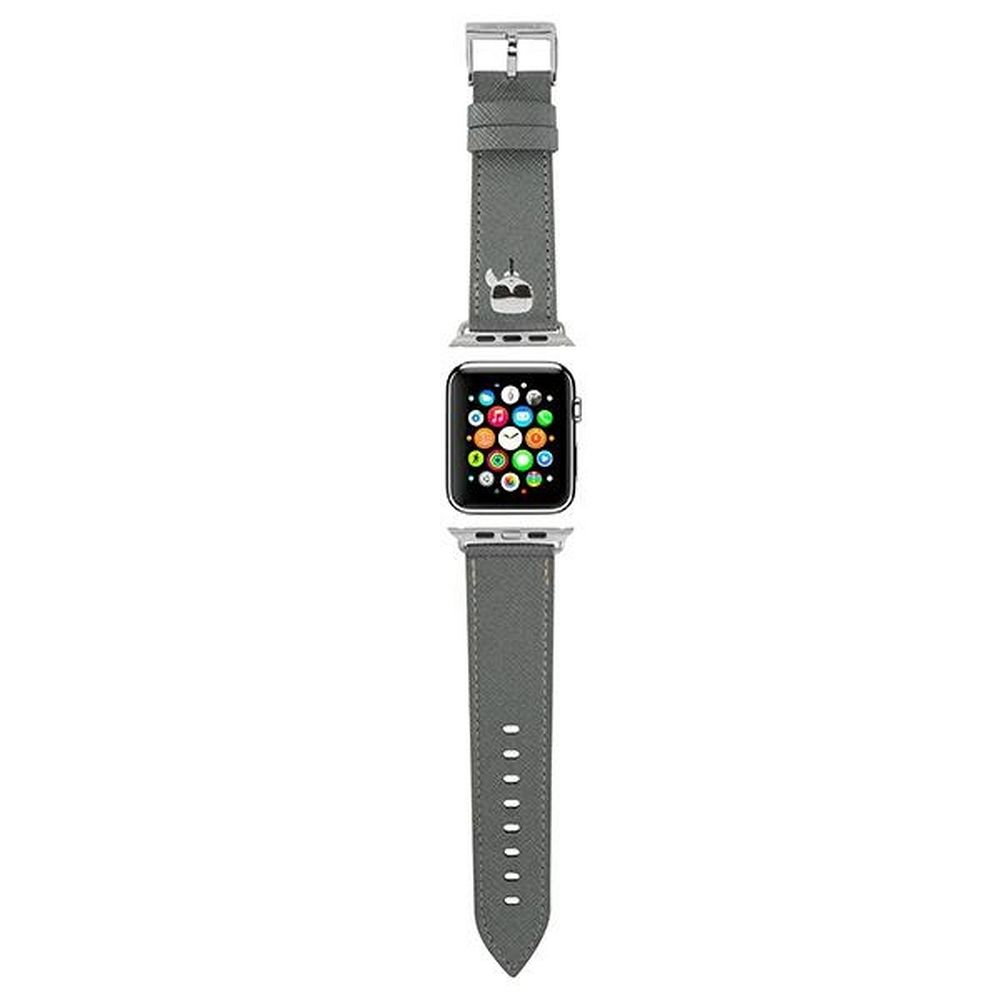 KARL LAGERFELD silikona siksna pulkstenim APPLE Watch KLAWLOKHG (SAFFIANO KH 42 / 44 mm) sudrabaina