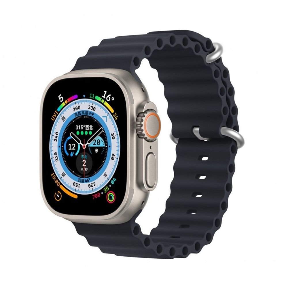 DUX DUCIS Ocean Wave silikona pulksteņa siksna Apple Watch 38/40/41 mm grafīta
