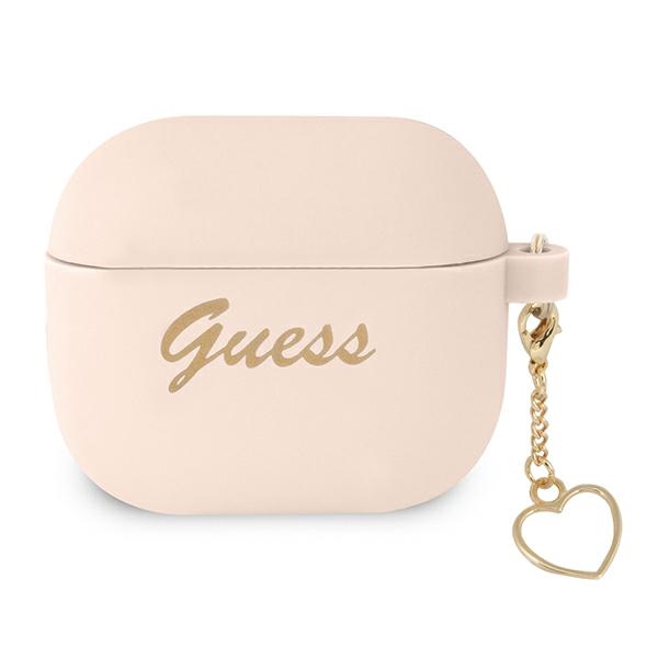 Guess GUA3LSCHSP AirPods 3 apvalks rozā silikona Charm Heart kolekcija