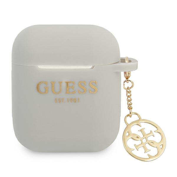 Guess GUA2LSC4EG AirPods apvalks pelēks silikona šarma 4G kolekcija
