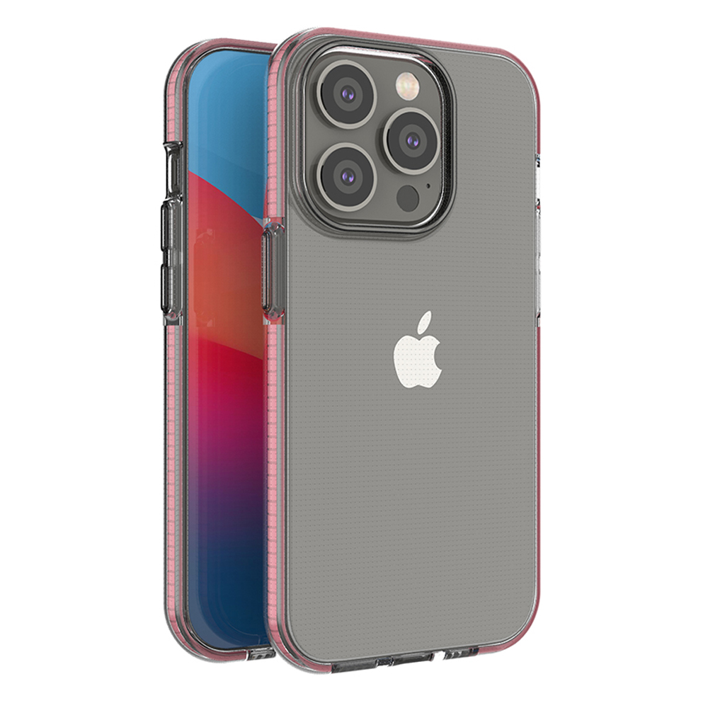 Spring Case viedtālruņa apvalks iPhone 14 Pro silikona apvalks ar rāmi gaiši rozā