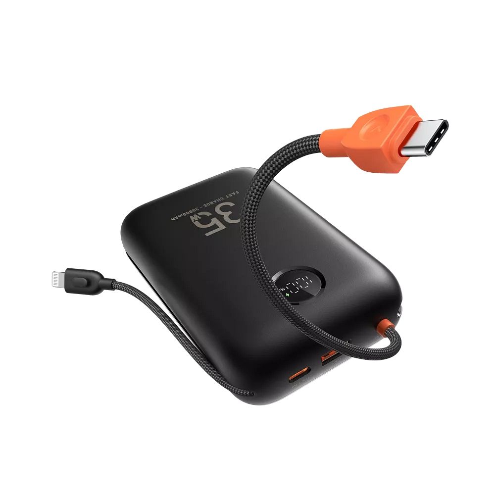 Portatīvais lādētājs VEGER 30000 mAh ar iebūvētu kabeli Type C / Lightning PD QC3.0 35W K3 (W3018) melna