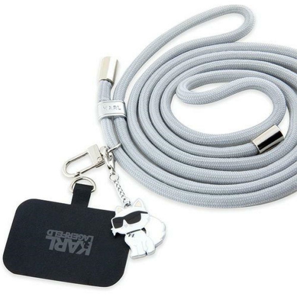 KARL LAGERFELD rokas siksna KLUCNMSCKIG (Crossbody Cord Choupette) pelēka