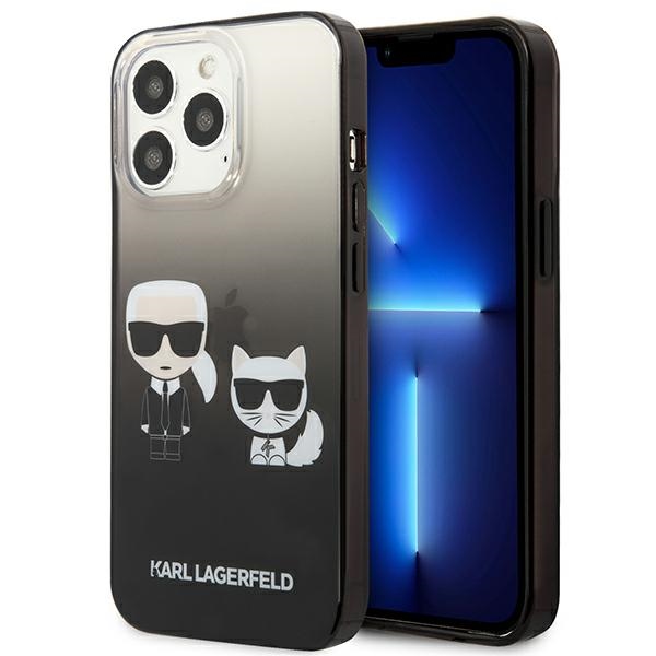 Karl Lagerfeld Gradient Ikonik Karl&Choupette viedtālruņa apvalks iPhone 13 Pro / iPhone 13 – melns