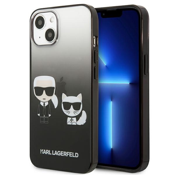 Karl Lagerfeld Gradient Ikonik Karl&Choupette viedtālruņa apvalks iPhone 13 mini – melns