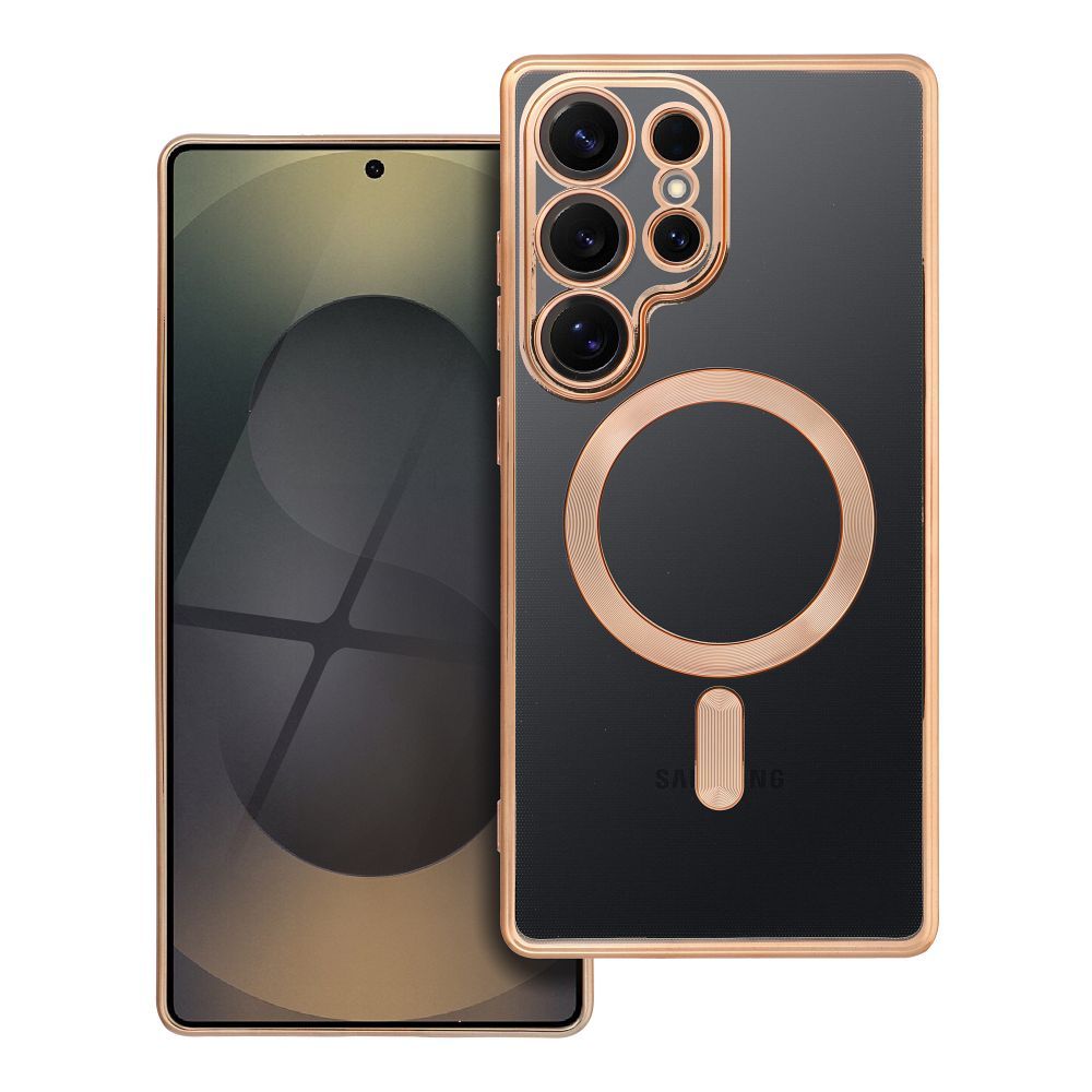 ELECTRO MAG COVER magnētiskais viedtālruņa apvalks, saderīgs ar MagSafe, paredzēts SAMSUNG S25 Ultra, zelta krāsā