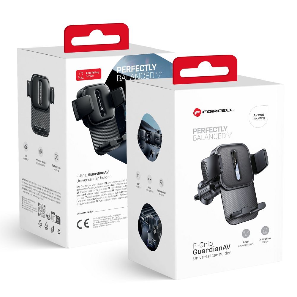 FORCELL F-GRIP GuardianAV auto turētājs ventilācijas atverei melns