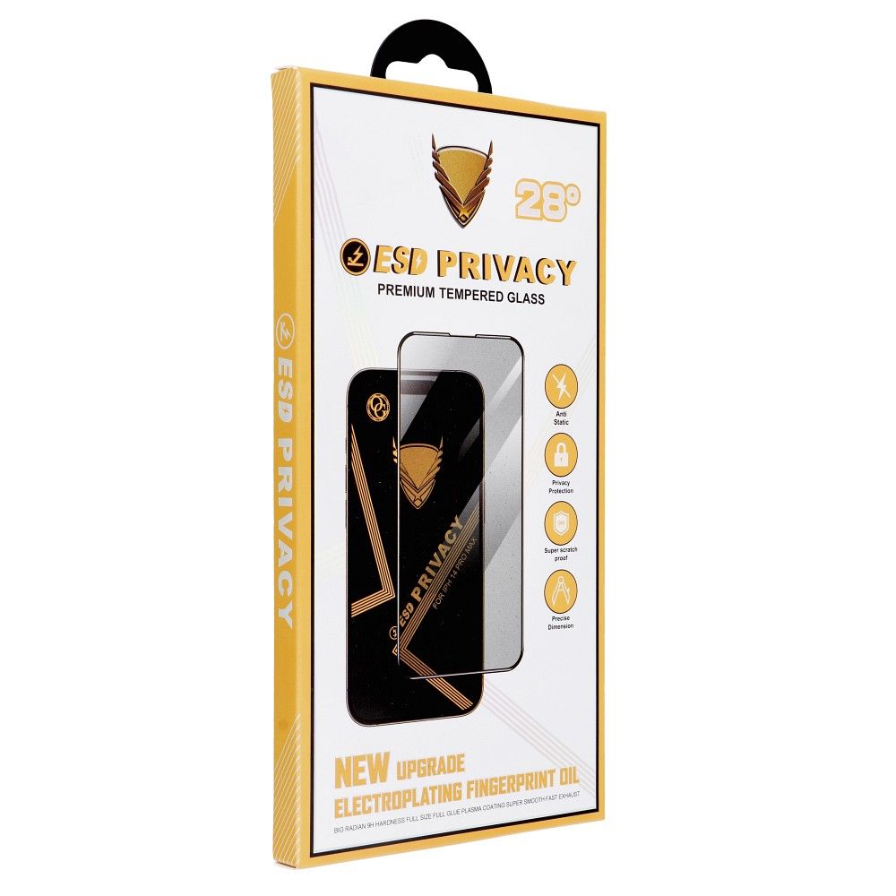 OG 6D Premium privātuma aizsargstikls – paredzēts Iphone 17 Pro, melns