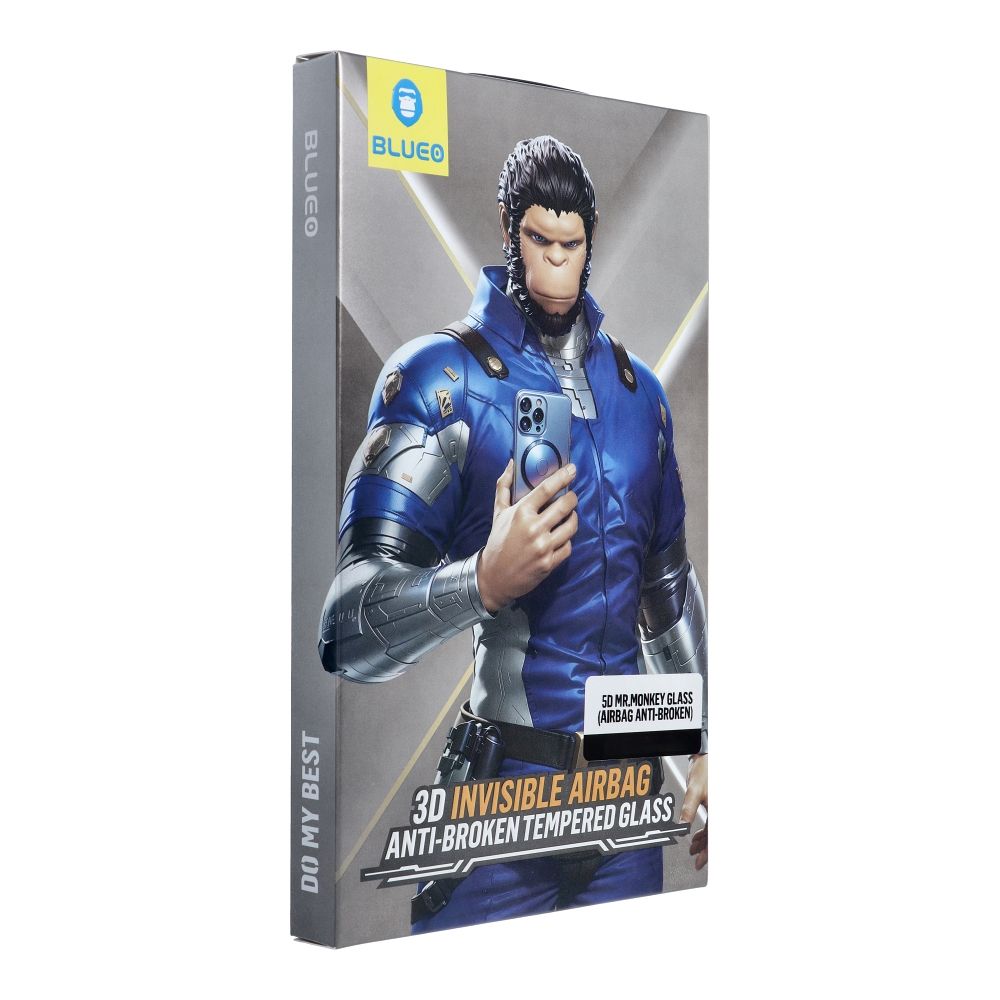 5D Mr. Monkey Aizsargstikls - Apple iPhone 17 Pro melns (Airbag Anti-broken)