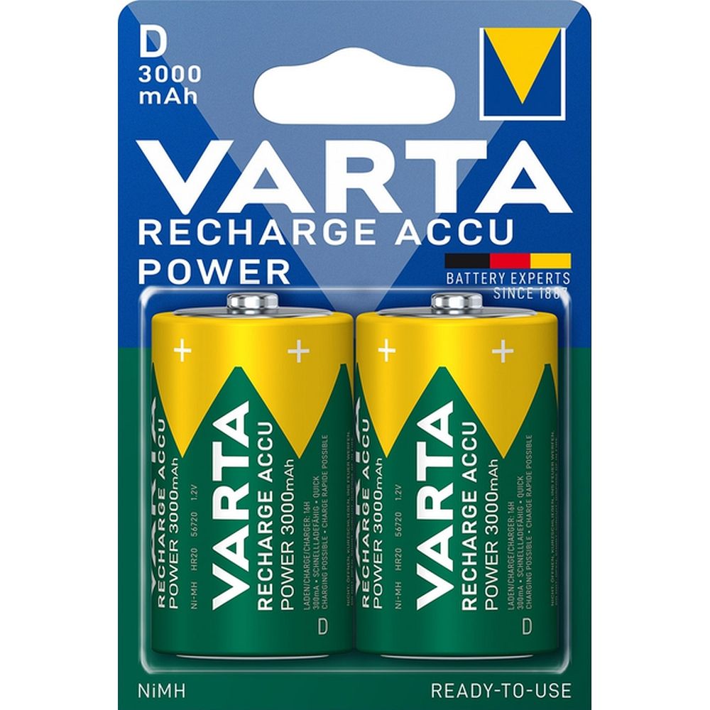 VARTA uzlādējama baterija R20 (Type D) 3000mAh Accu Power 2 gab.