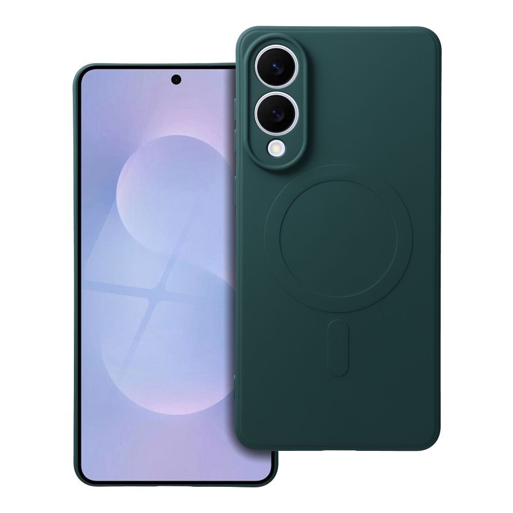 Silikona MAG COVER viedtālruņa apvalks ar MagSafe SAMSUNG S25 Edge tumši zaļš