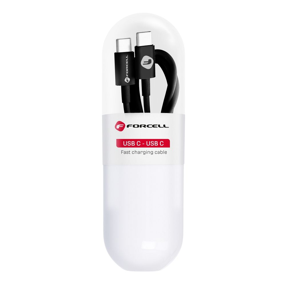 FORCELL C293 kabelis Type C uz Type C PD QC 48W TUBE 1 m melns