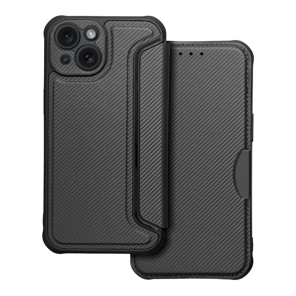 RAZOR grāmatas tipa viedtālruņa apvalks IPHONE 15 melns