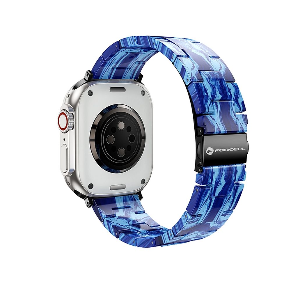 FORCELL F-DESIGN FA04 marmora tekstūras sveķu siksniņa APPLE pulkstenim 38 / 40 / 41 mm zila