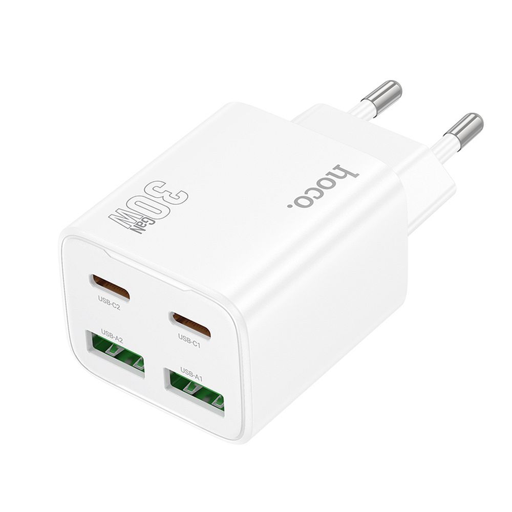 Lādētājs Hoco 2 x USB C + 2 x USB A QC3.0 PD 3A 30W N56 balts