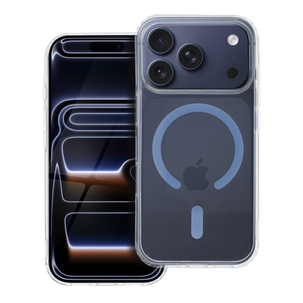 Drop Glue Krāsains Gredzens Magnētiskais Viedtālruņa apvalks saderīgs ar MagSafe IPHONE 17 Pro gaiši zila