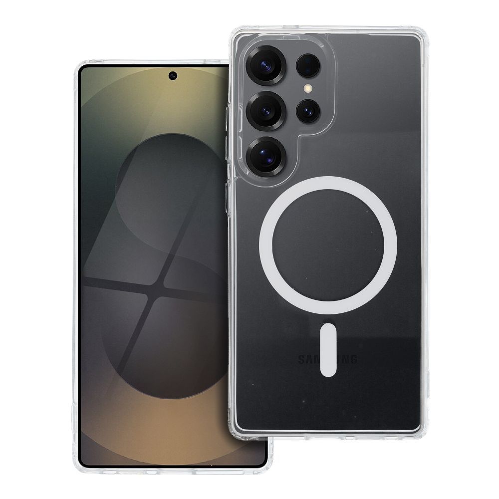 Viedtālruņa apvalks Drop Glue krāsains gredzenveida Magnētiskais vāciņš ar MagSafe, piemērots SAMSUNG S25 ULTRA, balts