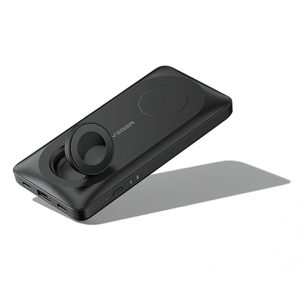 VEGER Portatīvais lādētājs 10000 mAh ar bezvadu uzlādi saderīgs ar MagSafe PD QC3.0 3A 22,5W MagMulti (W1156) melns