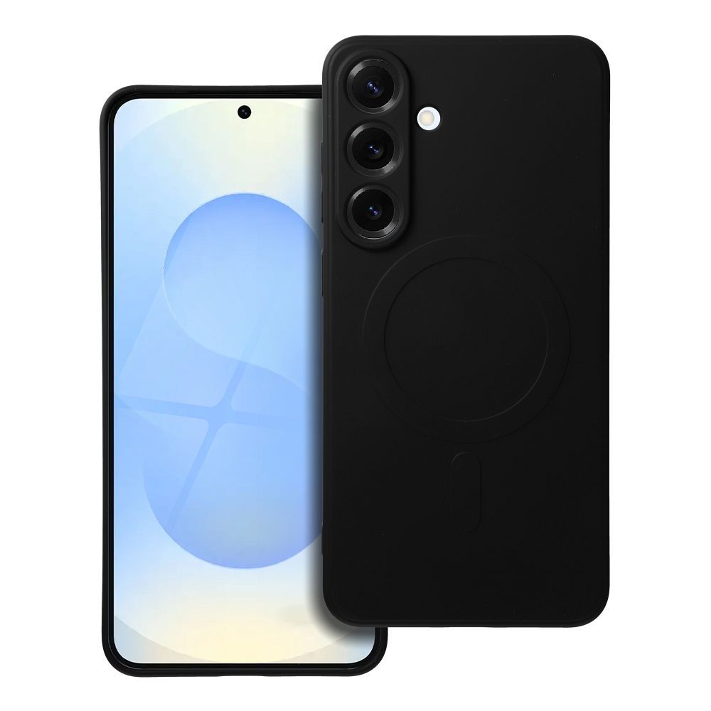 Viedtālruņa apvalks no silikona ar MagSafe, piemērots SAMSUNG S25 Plus, melnā krāsā