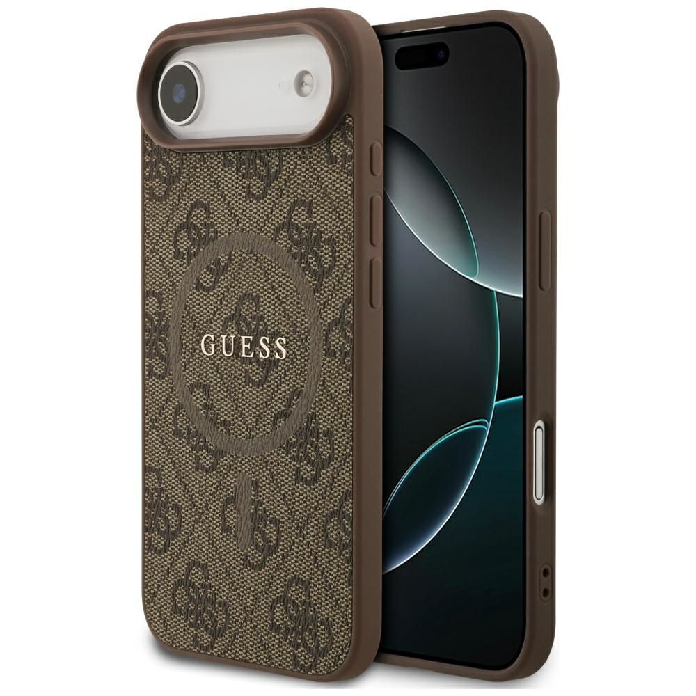 GUESS viedtālruņa apvalks IPHONE 17 Air, saderīgs ar MagSafe GUHMP17MG4GFRW (PU 4G Ring Classic Logo) brūns