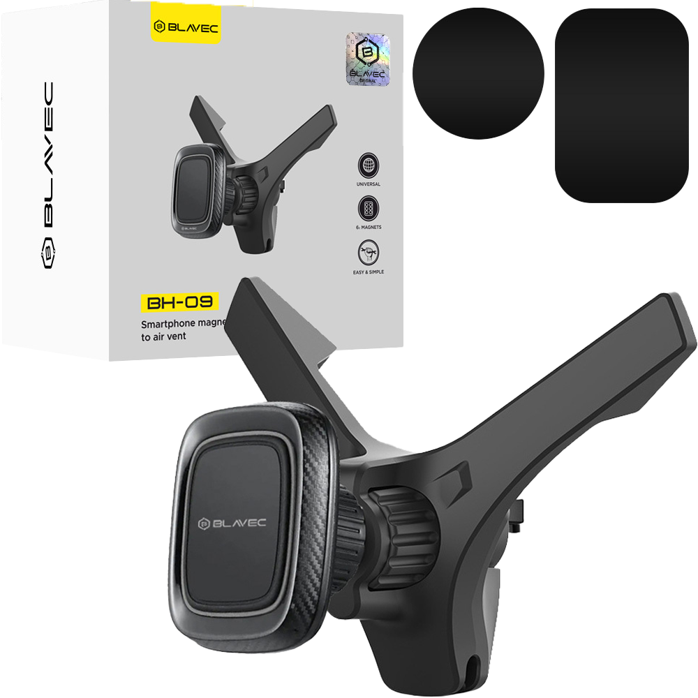 Blavec auto turētājs BH-09 magnets pie gaisa ventiļa (BH09-MAVB) melns