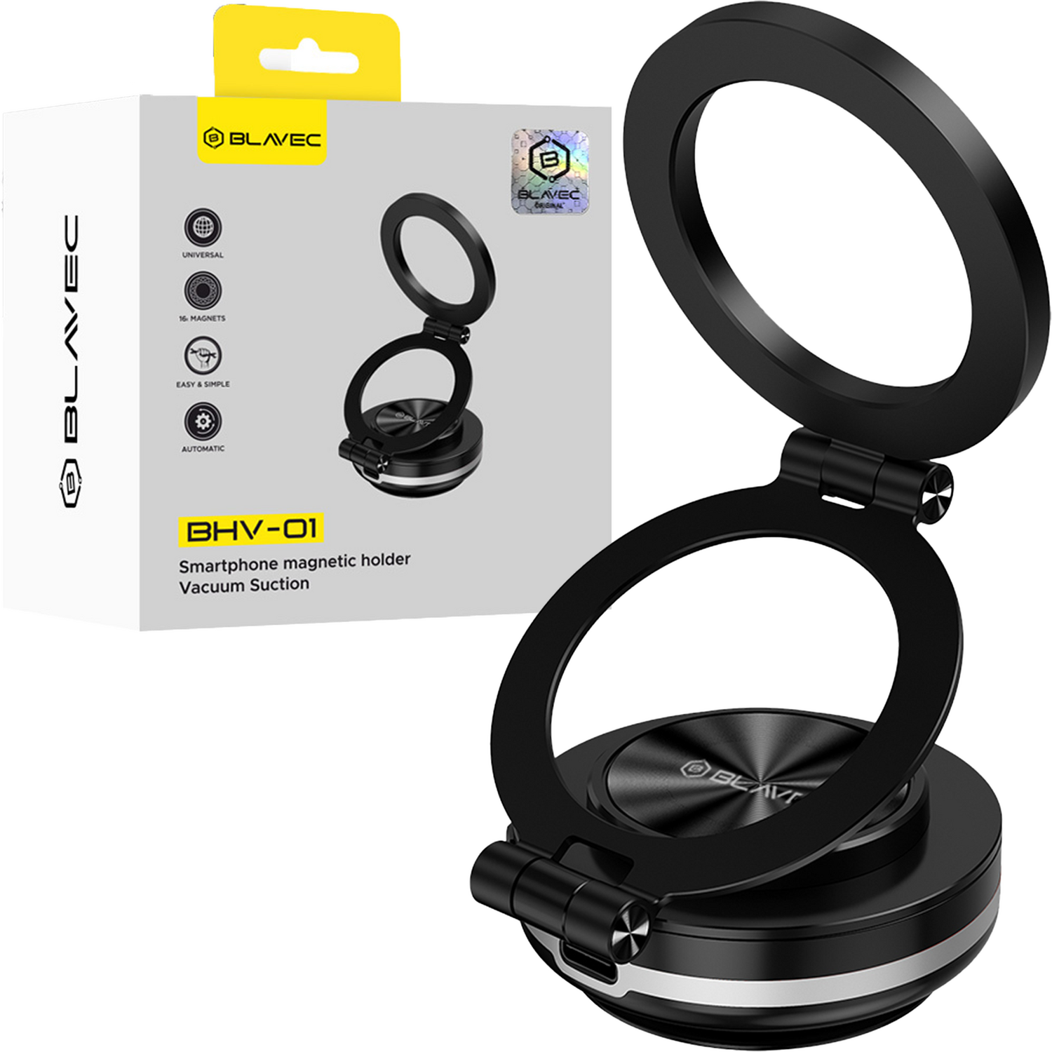 Blavec auto turētājs BHV-01 elektriskais, vakuuma, magnētiskais (BHV01-EPMB) melns