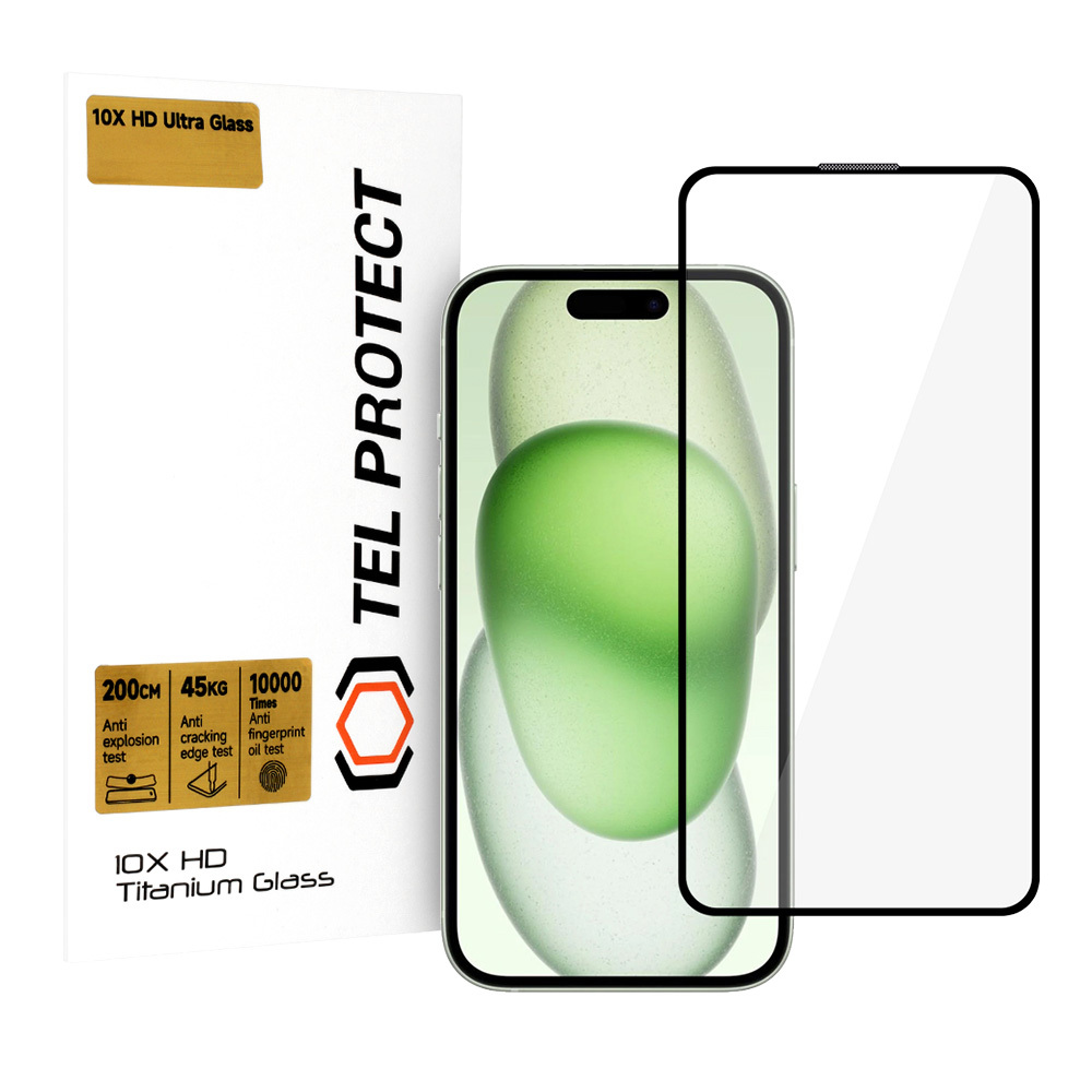 Rūdītais aizsargstikls Tel Protect 10X HD Titanium Iphone 15 (aploksne)