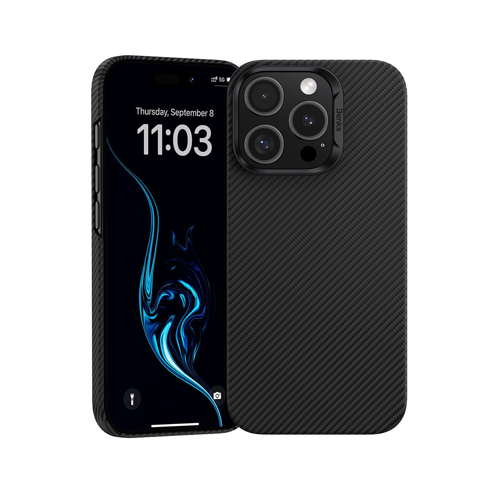 Benks Magnētiskais aizsargapvalks Air Kevlar ar PC rāmi 600D (E065) paredzēts iPhone 16 Pro melns