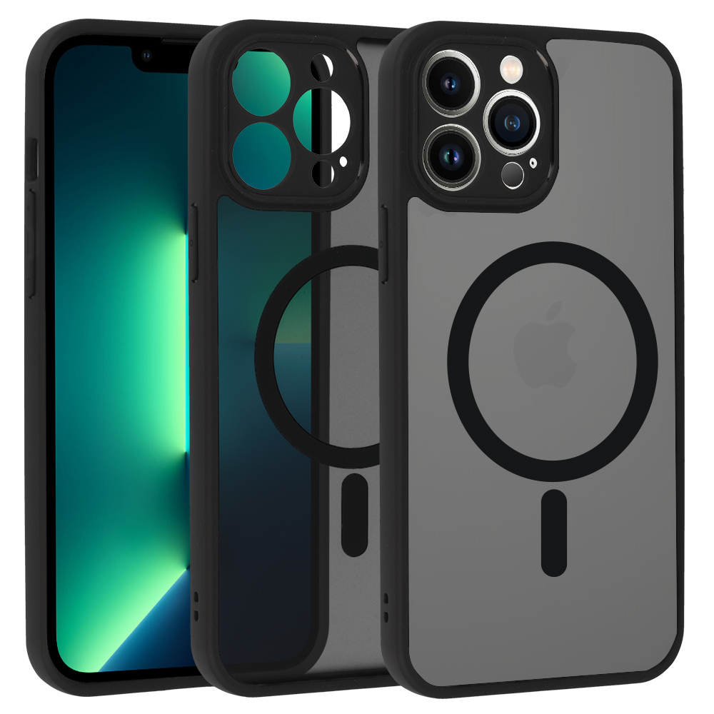 Pilnīgs matēts Mag vāks viedtālrunim Iphone 13 Pro Max - melns