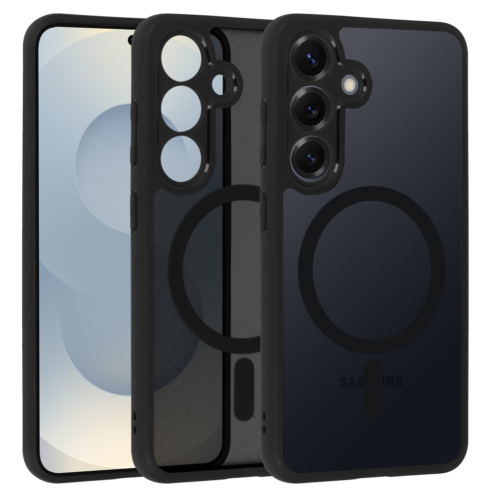 Pilnīgs matēts Mag vāks viedtālrunim Samsung Galaxy S25 - melns