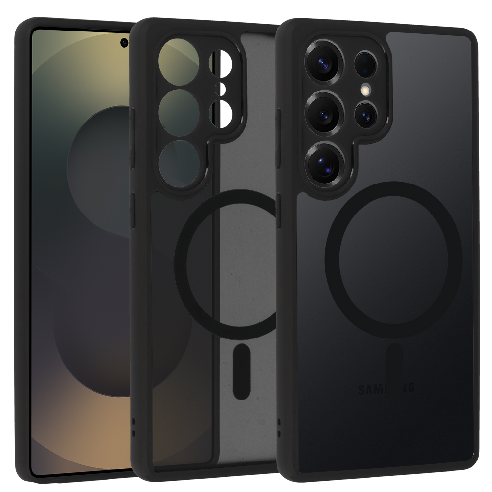 Pilnīgs matēts Mag vāks viedtālrunim Samsung Galaxy S25 Ultra - melns