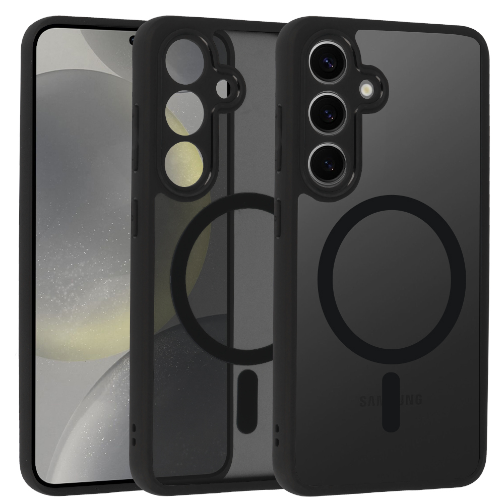 Pilnīgs matēts Mag vāks viedtālrunim Samsung Galaxy S24 - melns