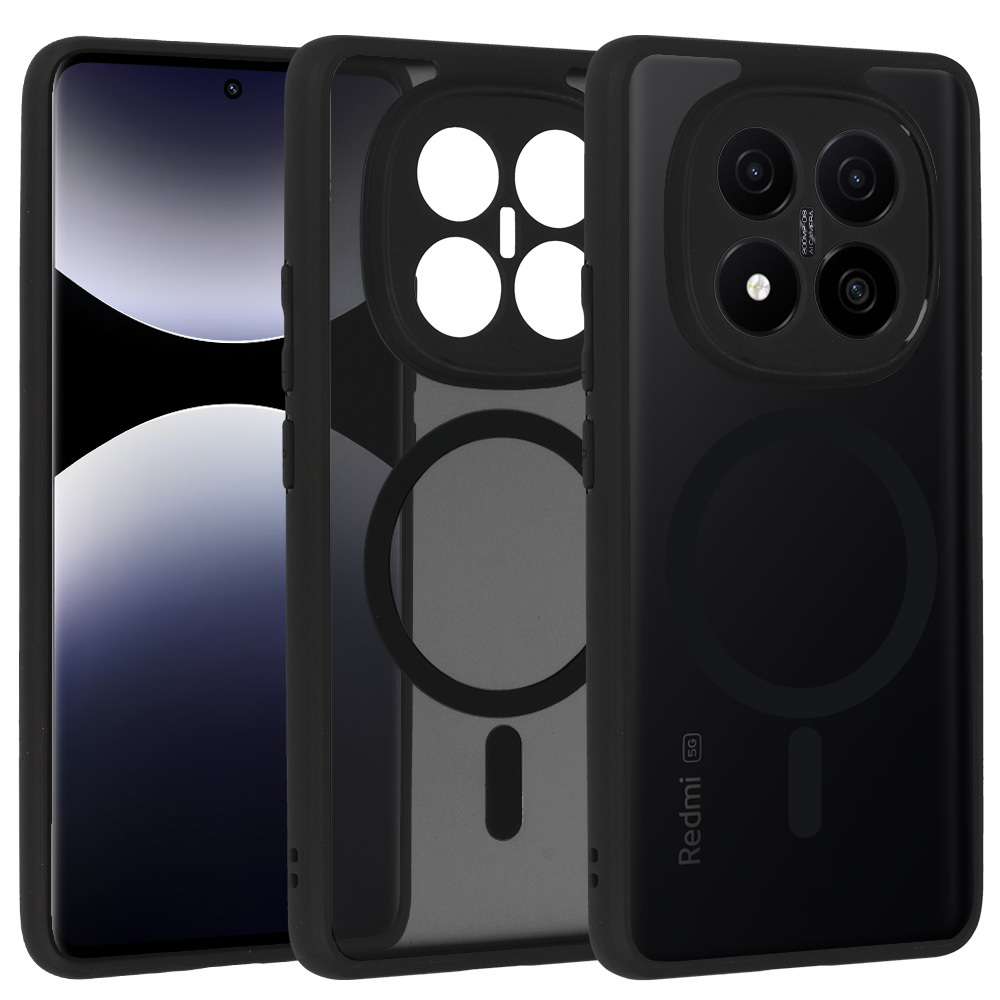 Pilnībā matētais Magnētiskais viedtālruņa apvalks Xiaomi Redmi Note 14 Pro Plus 5G melns