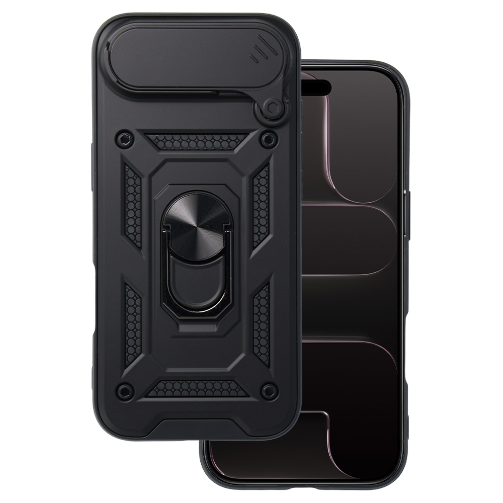 Bīdāms kameras bruņu viedtālruņa apvalks Iphone 17 Air melns