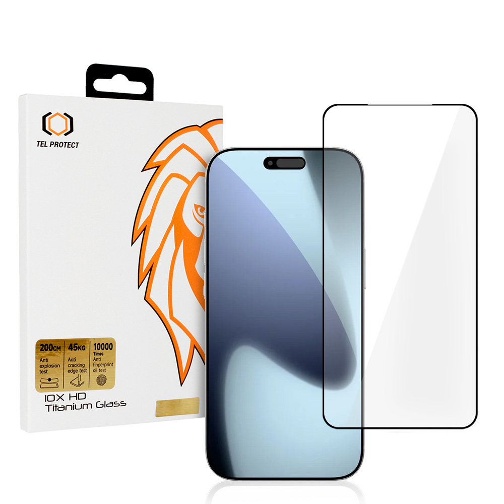Aizsargstikls Tel Protect 10X HD Titanium paredzēts Iphone 17 Pro Max melns
