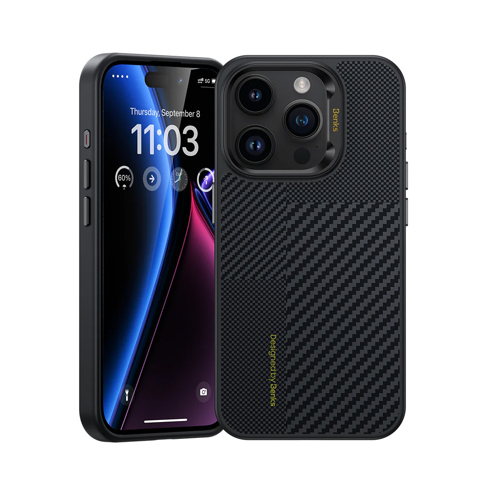 Benks Montage Magnētiskais Armor Pro Kevlar apvalks ar metāla rāmi 600D+1500D (MA62) iPhone 15 Pro Max melns (m)