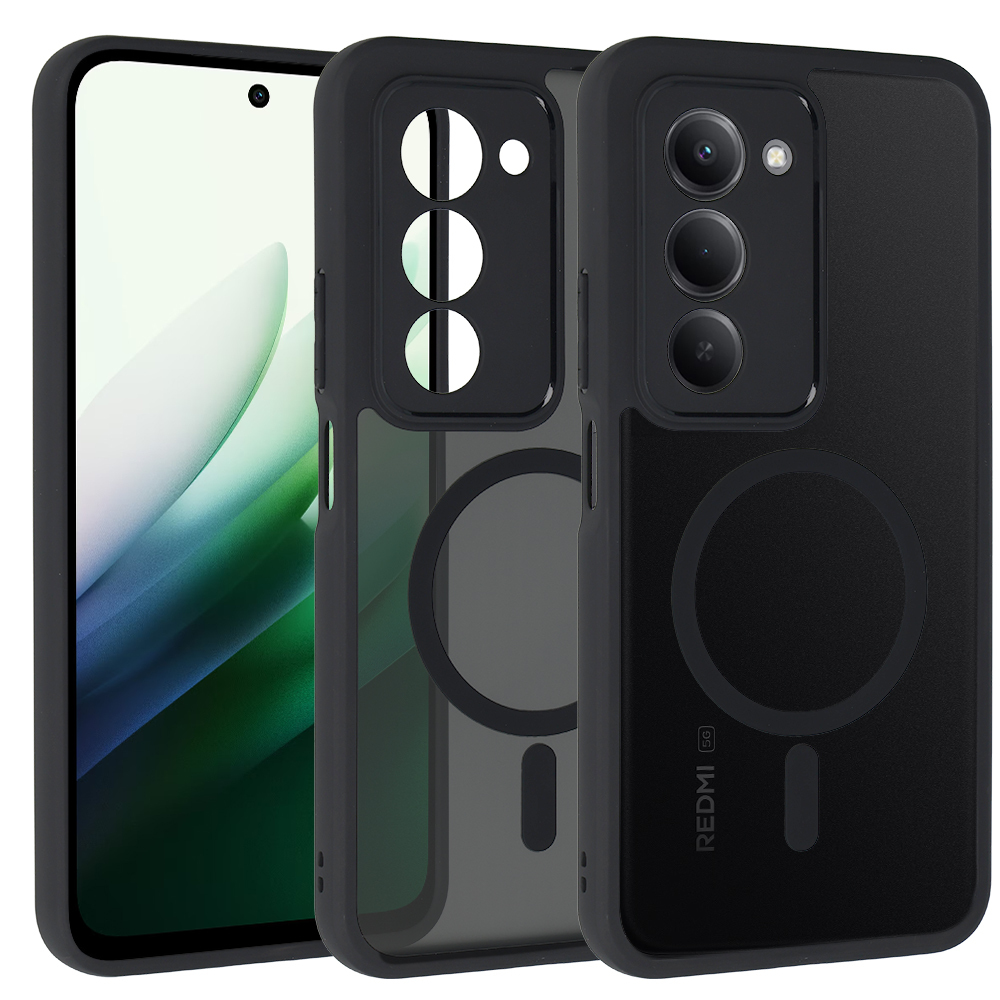 Pilnīgi matēts magnētiskais viedtālruņa apvalks Xiaomi Redmi 15 4G/5G melns