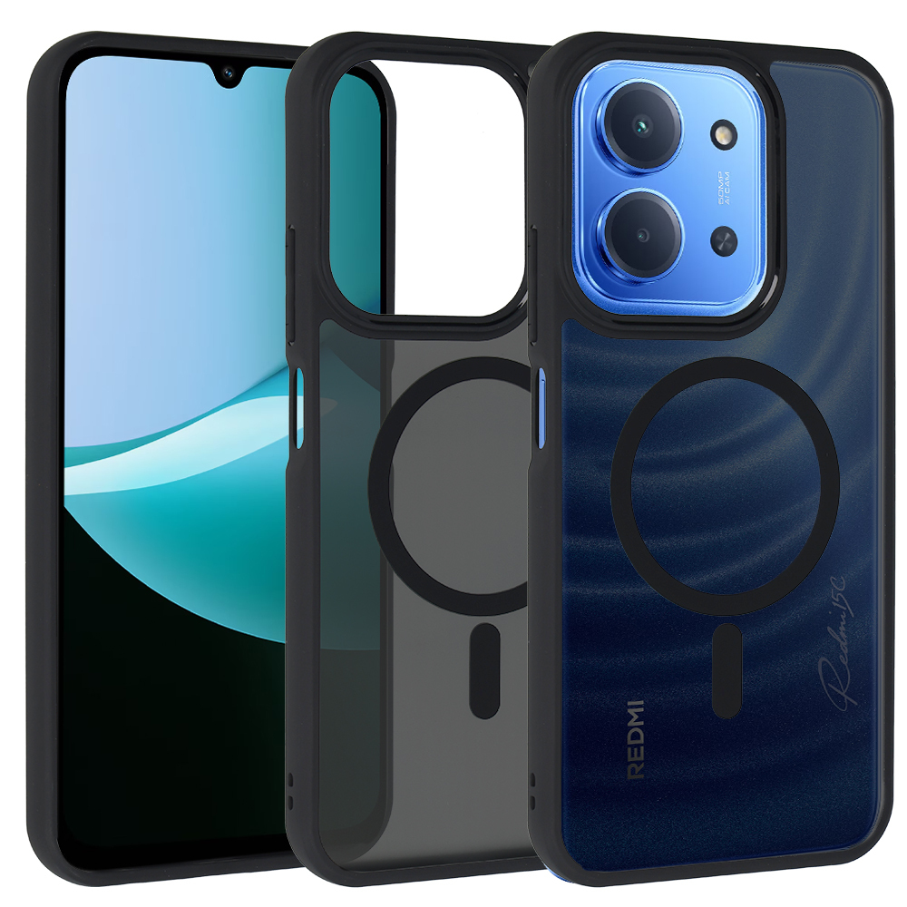 Pilnīgi matēts magnētiskais viedtālruņa apvalks Xiaomi Redmi 15C 4G/5G melns