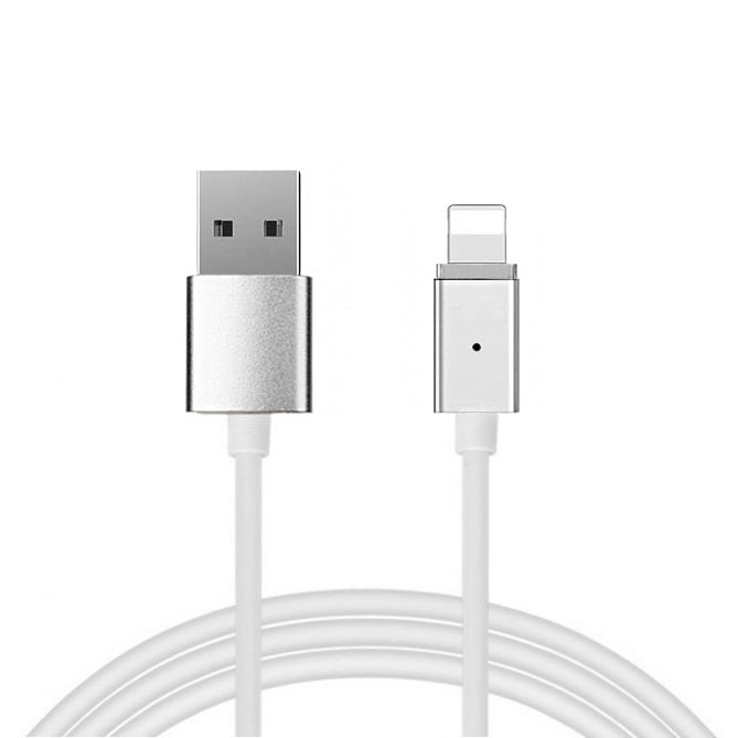 Kabelis Magnētiskais Tips 1 - USB uz Lightning - ar noņemamu spraudni Iphone 5/6/7/8/X 1 metrs SUDRABA (blistera iepakojums)