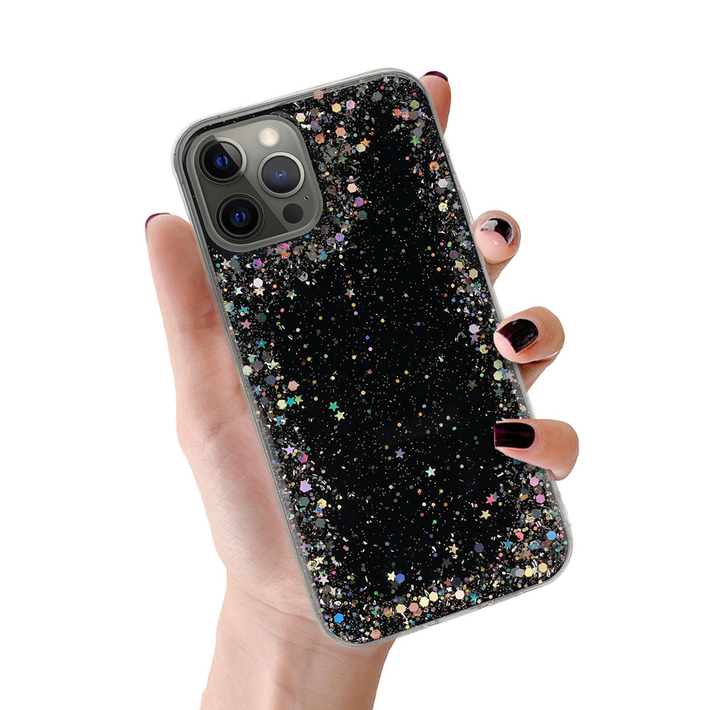 Caurspīdīgs viedtālruņa apvalks Iphone 12 Pro Max Melns