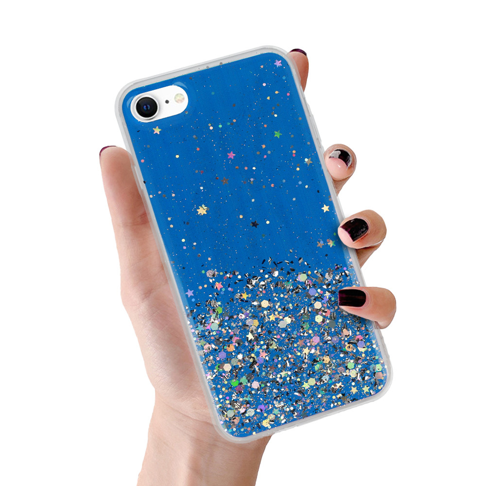 Caurspīdīgs viedtālruņa apvalks Iphone 7 / 8 / SE 2020/SE 2022 Tumši zils