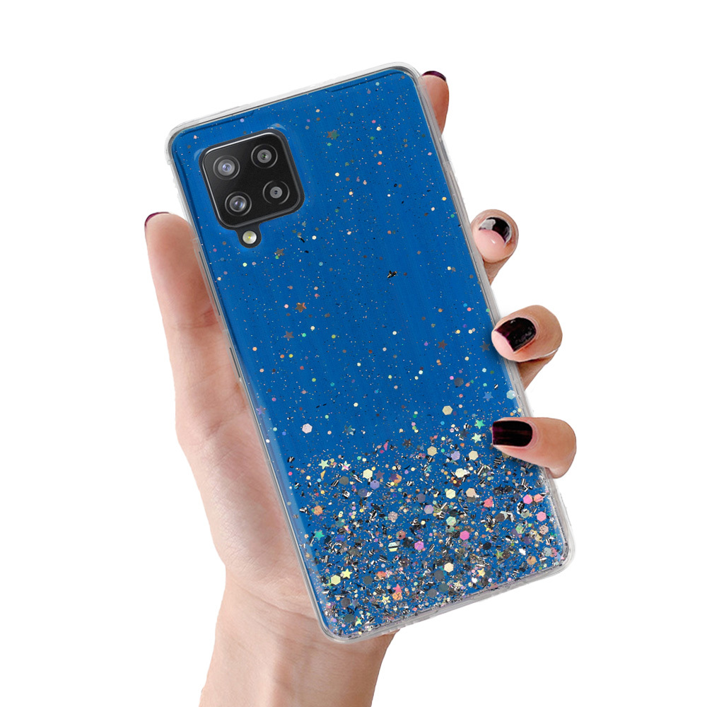 Brilliant caurspīdīgs viedtālruņa apvalks Samsung Galaxy A42 5G tumši zils