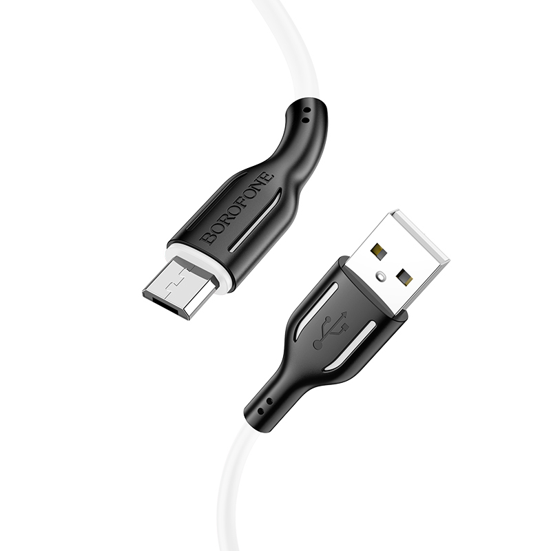 Borofone Kabelis BX63 Charming - USB uz MicroUSB - 2,4A 1 metrs melns-balts