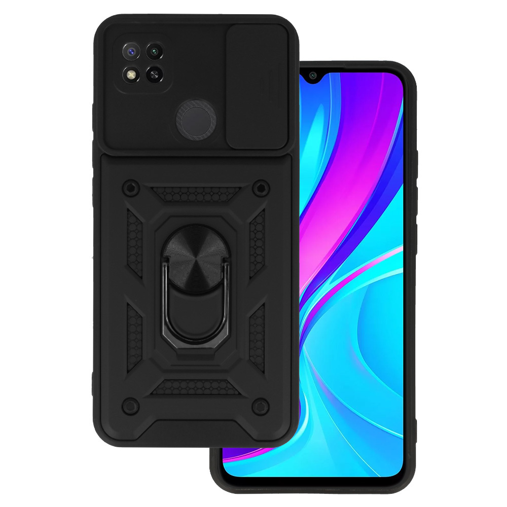 Slide Camera Armor Case Viedtālruņa apvalks Xiaomi Redmi 9C melns