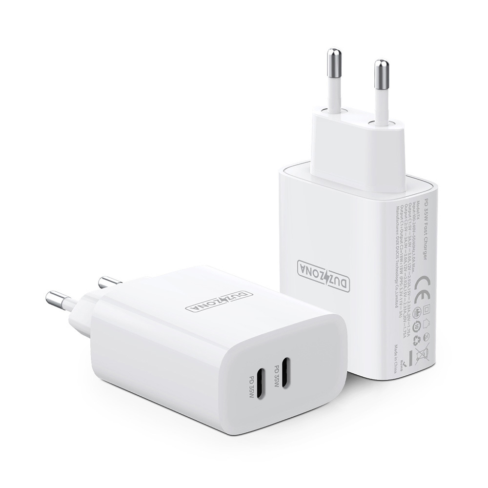 Dux Ducis Duzzona sienas lādētājs T4 - 2xType C - PD 35W balts