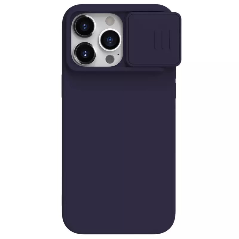 Nillkin CamShield zīdains silikona apvalks iPhone 15 Pro Max tumši violetā